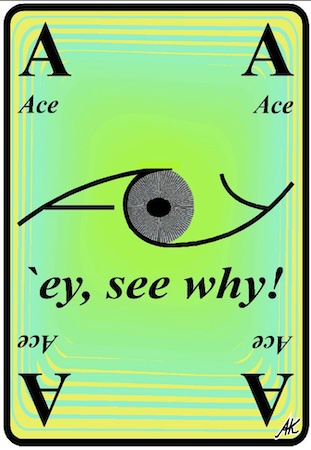 Ass-Karte mit Auge und dem Schriftzug „ey, see why!“ – zur Galerie